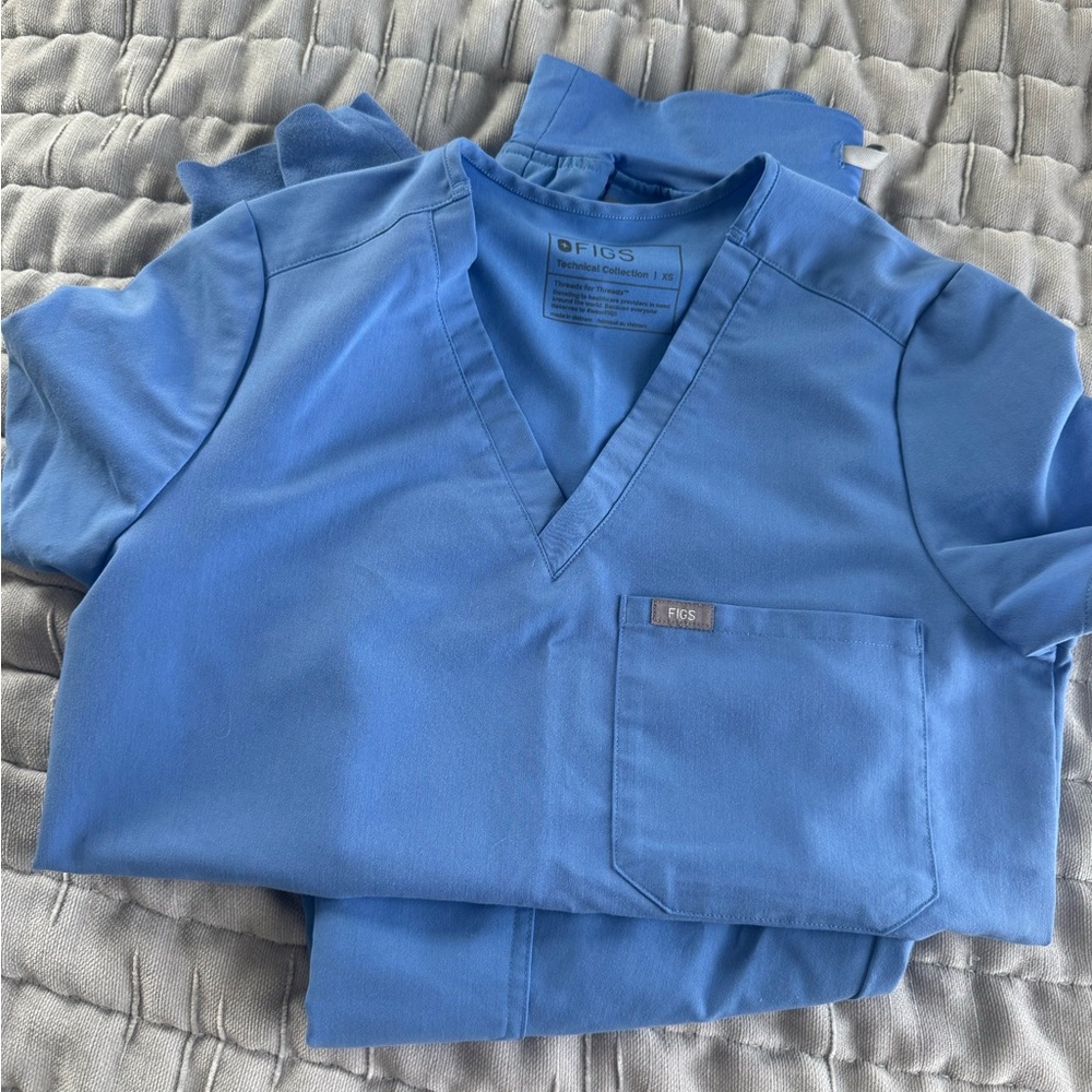 Figs Blue V-Neck Scrub Set